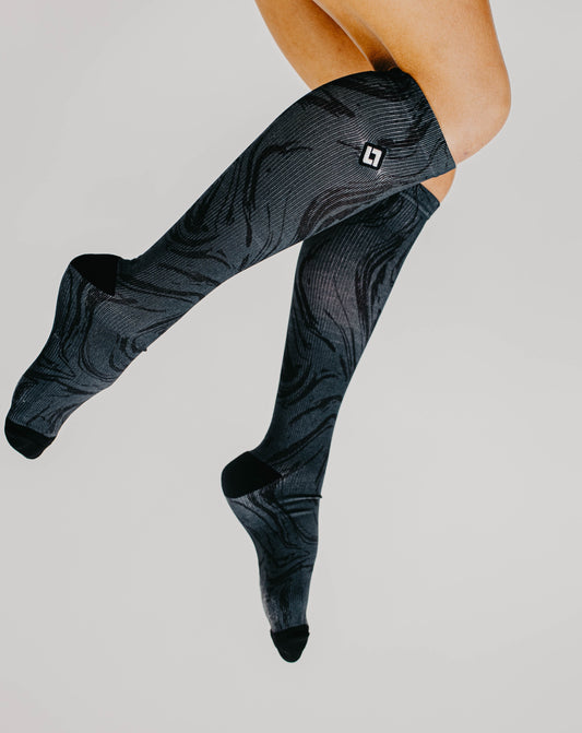 Charcoal Swirl Deadlift Socks